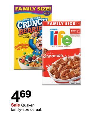 Target Quaker family-size cereal offer