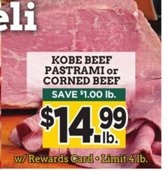Dearborn Market Kobe beef pastrami or corned beef offer