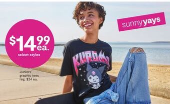JC Penney Juniors' graphic tees offer