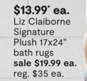 JC Penney Liz claiborne signature plush 17x24" bath rugs offer