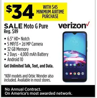 Dollar General Verizon moto g pure offer
