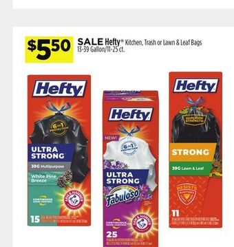 Dollar General Hefty® kitchen, trash or lawn & leaf bags offer