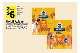Dollar General Pedigree® dentastix® chewy chunx small or large breed dog treats offer