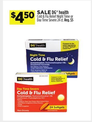 Dollar General Dg® health cold & flu relief night time or day time severe offer
