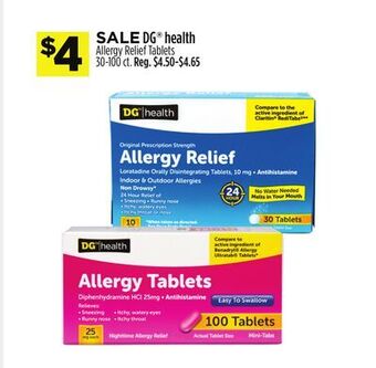 Dollar General Dg® health allergy relief tablets offer