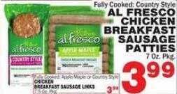 Bravo Supermarkets Al fresco chicken breakfast sausage patties offer