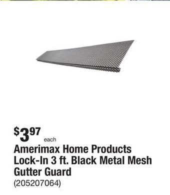 The Home Depot Amerimax home products lock-in 3 ft. black metal mesh gutter guard offer