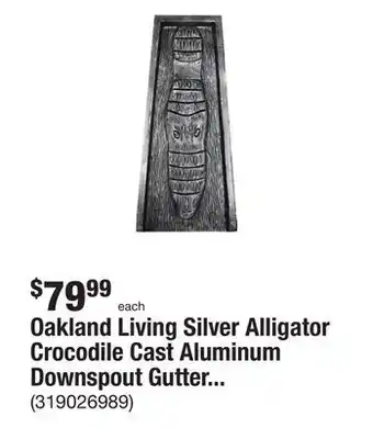 The Home Depot Oakland living silver alligator crocodile cast aluminum downspout gutter 24 in. splash block offer