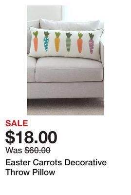 Belk Easter carrots decorative throw pillow offer