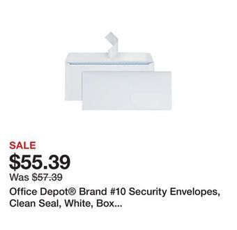 Office Depot Office depot® brand #10 security envelopes, clean seal, white, box of 500 offer