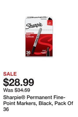 Office Depot Sharpie® permanent fine-point markers, black, pack of 36 offer