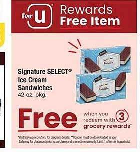 Safeway Signature select ice cream sandwiches offer
