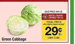 Safeway Green cabbage offer