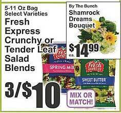 Key Food Fresh express crunchy or tender leaf salad blends offer