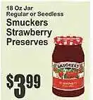 Key Food Smuckers strawberry preserves offer