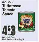 Key Food Tuttorosso tomato sauce offer