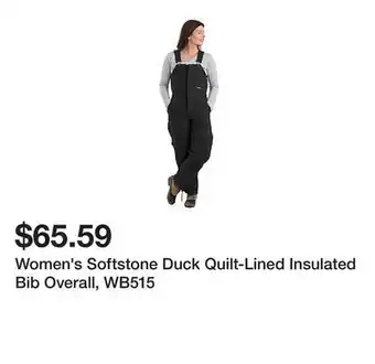 Tractor Supply Company Women's softstone duck quilt-lined insulated bib overall, wb515 offer