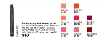 Avon The Face Shop Flat Velvet Lipstick offer