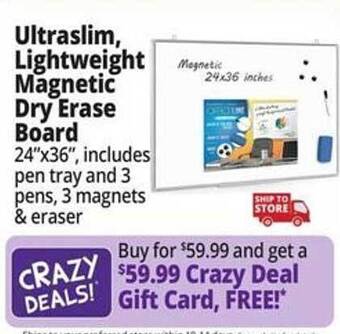 Ocean State Job Lot Ultraslim, lightweight magnetic dry erase board offer