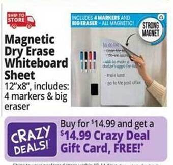 Ocean State Job Lot Magnetic dry erase whiteboard sheet offer