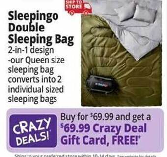 Ocean State Job Lot Sleepingo double sleeping bag offer