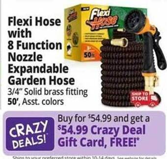 Ocean State Job Lot Flexi hose with 8 function nozzle expandable garden hose offer