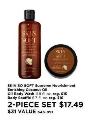 Avon Skin So Soft Supreme Nourishment Enriching Coconut Oil, Oil Body Wash, Body Soufflé offer
