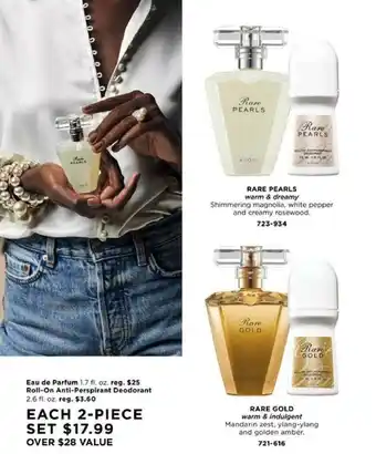Avon Rare Pearls Warm & Dreamy, Rare Gold Warm & Indulgent, Eau De Parfum, Roll-on Anti-perspirant Deodorant offer