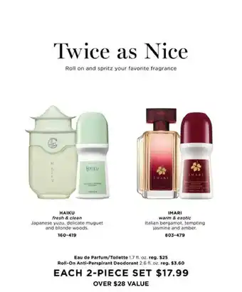 Avon Kaiku Fresh & Clean, Imari Warm & Exotic offer