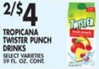 Met Foodmarkets Tropicana Twister Punch Drinks offer
