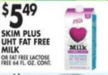 Met Foodmarkets Skim Plus UHT Fat Free Milk offer