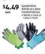 Aldi Gardenline nitrile or latex coated gloves offer