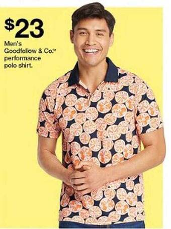 Target Men's goodfellow & co. performance polo shirt offer