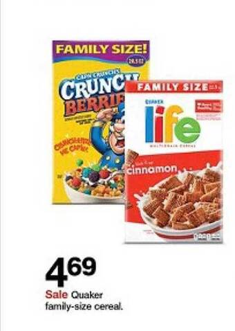 Target Quaker family-size cereal offer