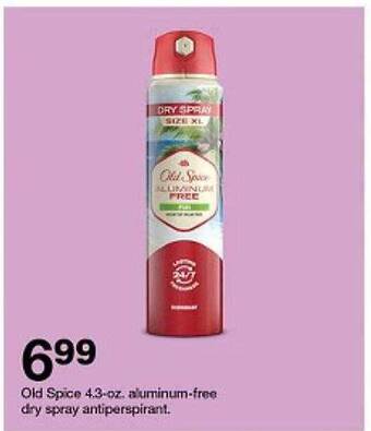 Target Old spice 4.3-oz. aluminum-free dry spray antiperspirant offer