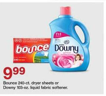 Target Bounce 240-ct. dryer sheets or downy liquid fabric softener offer