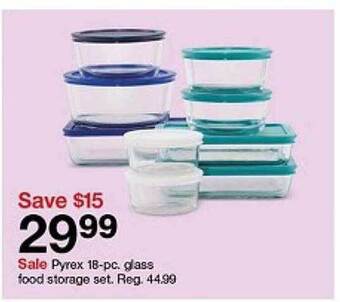 Target Pyrex 18-pc glass food storage set offer