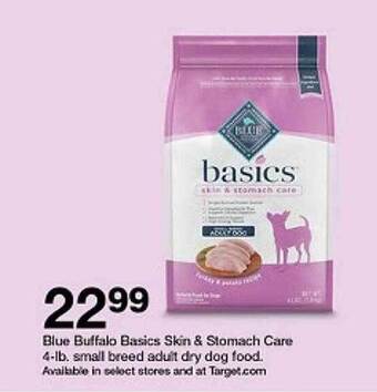 Target Blue buffalo basics skin & stomach care 4-lb small breed adult dry dog food offer