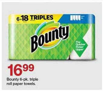Target Bounty 6-pk triple roll paper towels offer