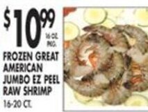 Met Foodmarkets Frozen Great American Jumbo Ez Peel Raw Shrimp offer