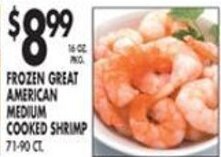 Met Foodmarkets Frozen Great American Medium Cooked Shrimp offer