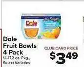 Food Town Store Dole fruit bowls 4 pack offer
