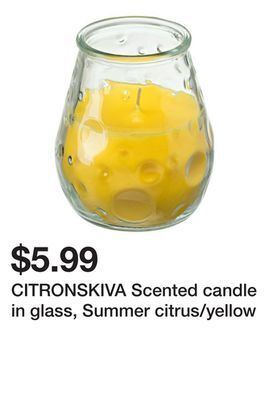 Ikea Citronskiva scented candle in glass, summer citrus/yellow offer