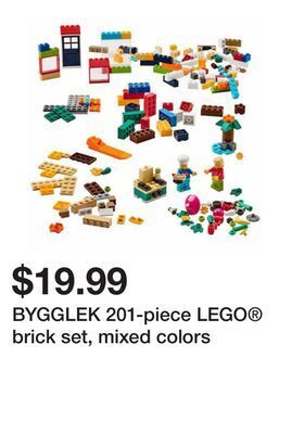 Ikea Bygglek 201-piece lego® brick set, mixed colors offer
