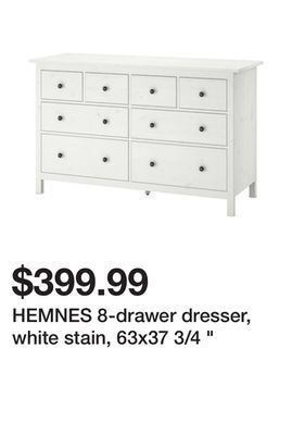 Ikea Hemnes 8-drawer dresser, white stain, 63x37 3/4 " offer