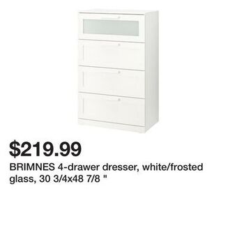 Ikea Brimnes 4-drawer dresser, white/frosted glass, 30 3/4x48 7/8 " offer