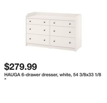 Ikea Hauga 6-drawer dresser, white, 54 3/8x33 1/8 " offer