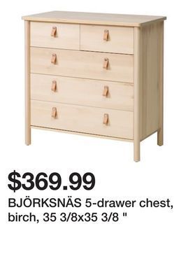 Ikea Björksnäs 5-drawer chest, birch, 35 3/8x35 3/8 " offer