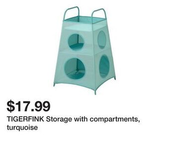 Ikea Tigerfink storage with compartments, turquoise offer