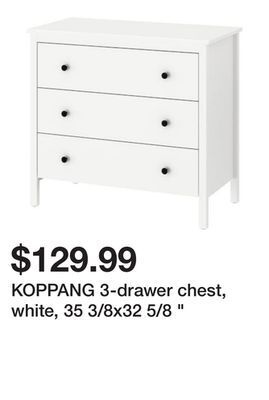 Ikea Koppang 3-drawer chest, white, 35 3/8x32 5/8 " offer
